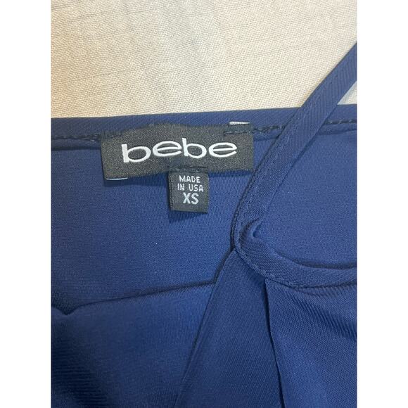 NWT Bebe Cowl Midi Dress Navy Slit Lim Fit Dress Size XS Style Number 702917 - Picture 7 of 11